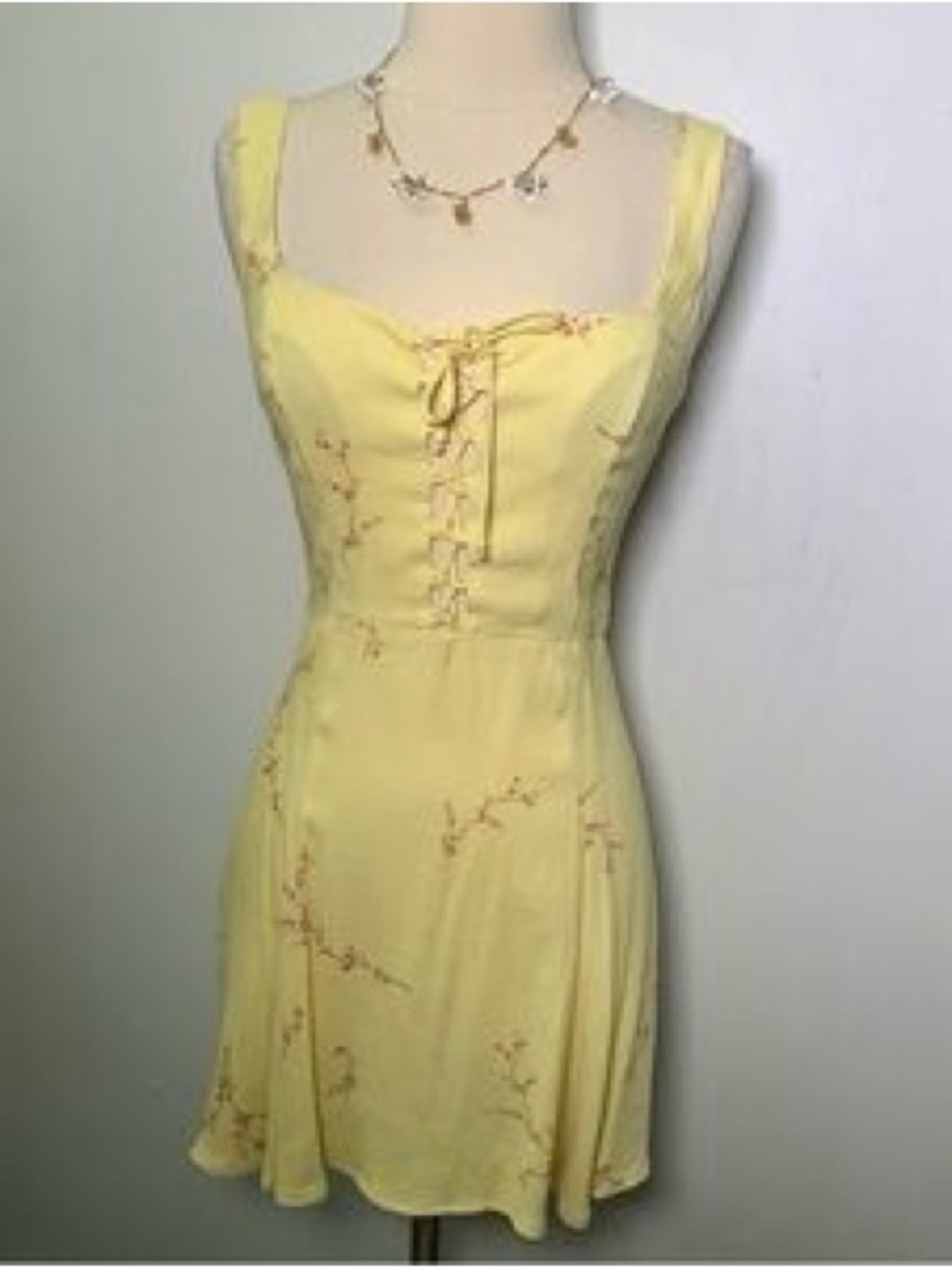 Reformation Elena Dress Yellow Floral Lace-Up Sundress - Picture 2 of 7